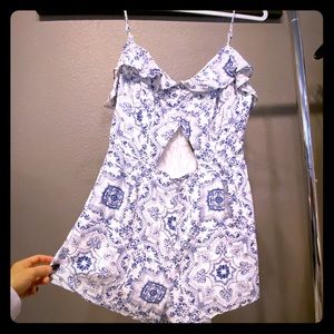 Blue/white tribal print Romper